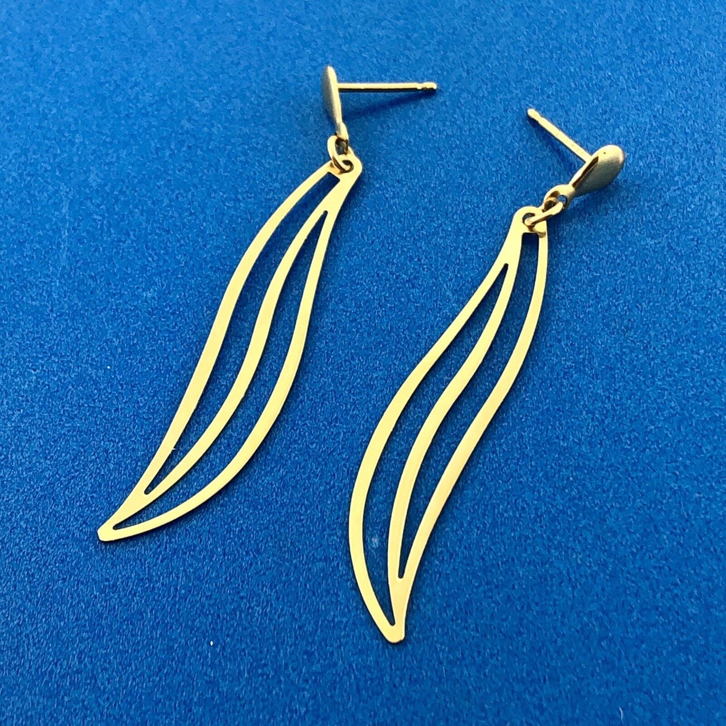 14k Yellow Gold Abstract Drop Earrings