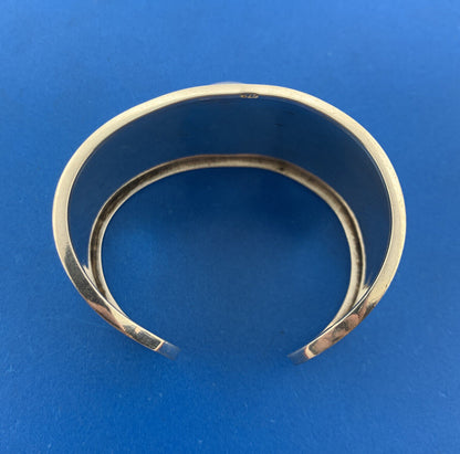 Vintage 925 Sterling Silver Opal Doublet Statement Cuff Bracelet
