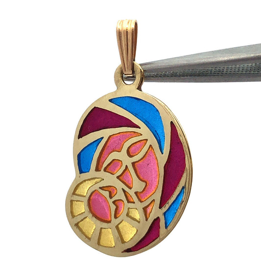 Antique Plique-A-Jour 14K Yellow Gold Mother And Child Madonna Pendant