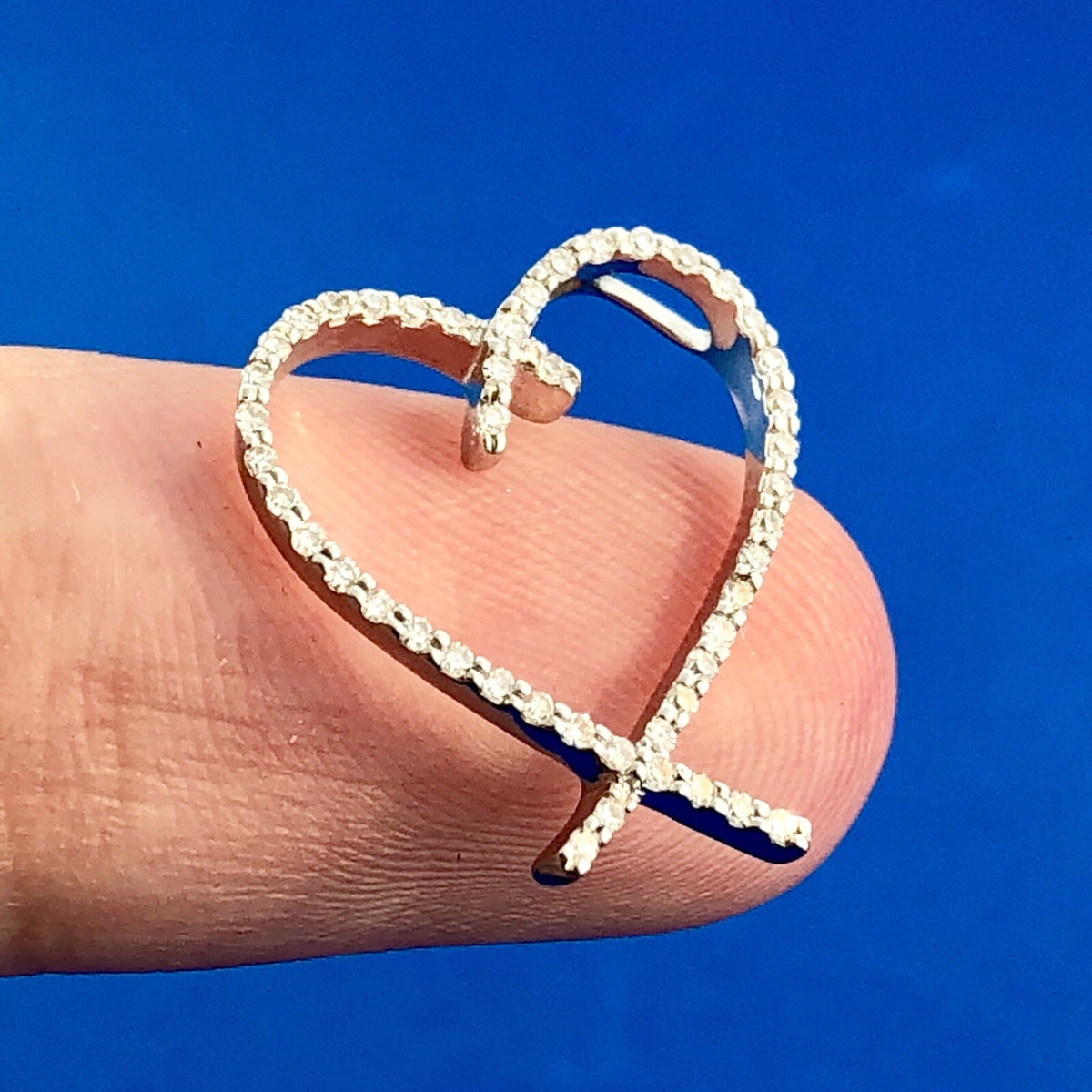 Designer JX 14K White Gold Diamond Eternity Heart Charm Pendant