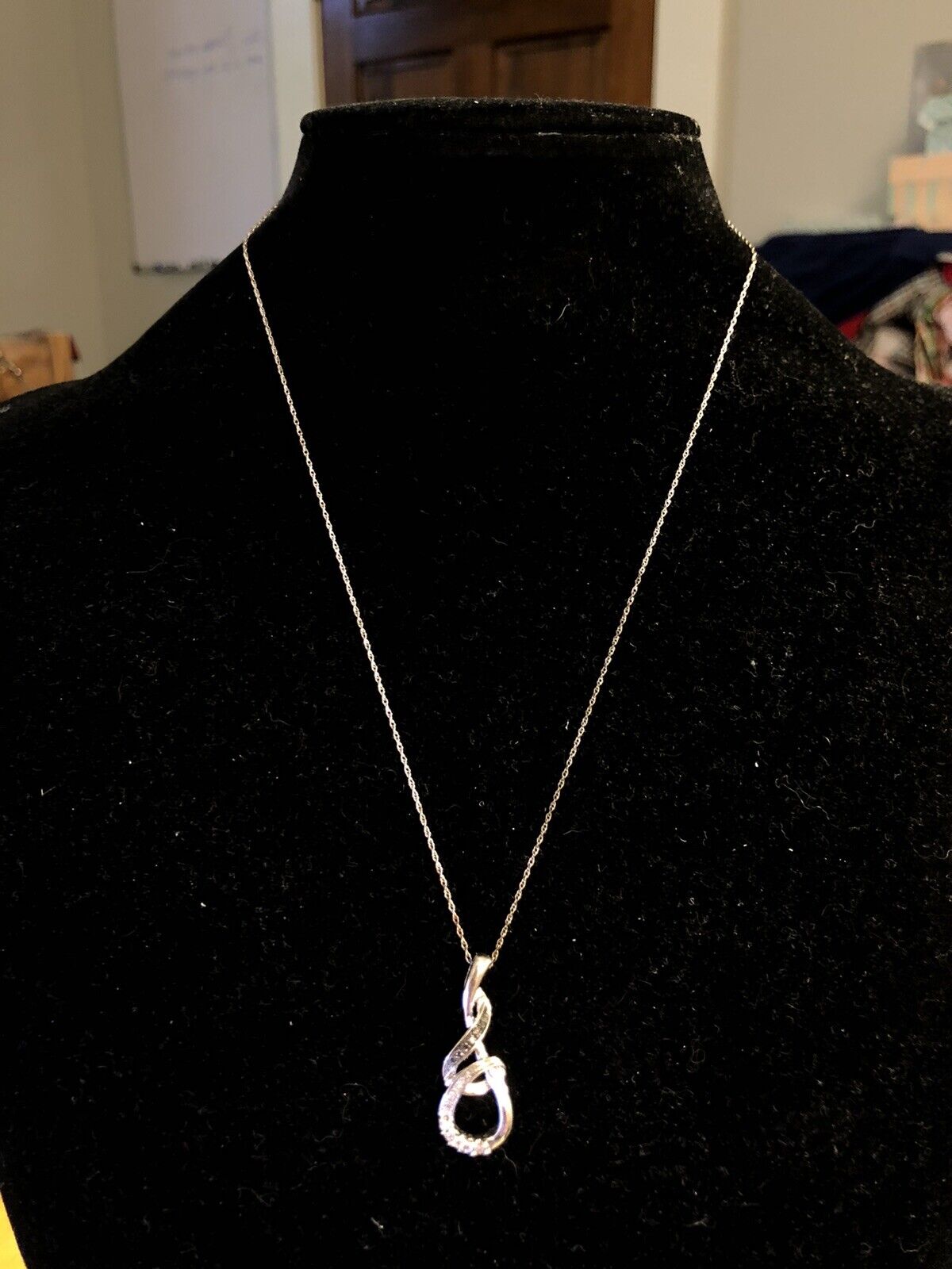 Designer 925 Sterling Silver Round Black White Diamond Infinity Pendant Necklace