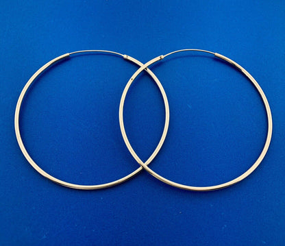 Retro Designer 925 Sterling Silver Polished 3" Statement Hoop Earrings
