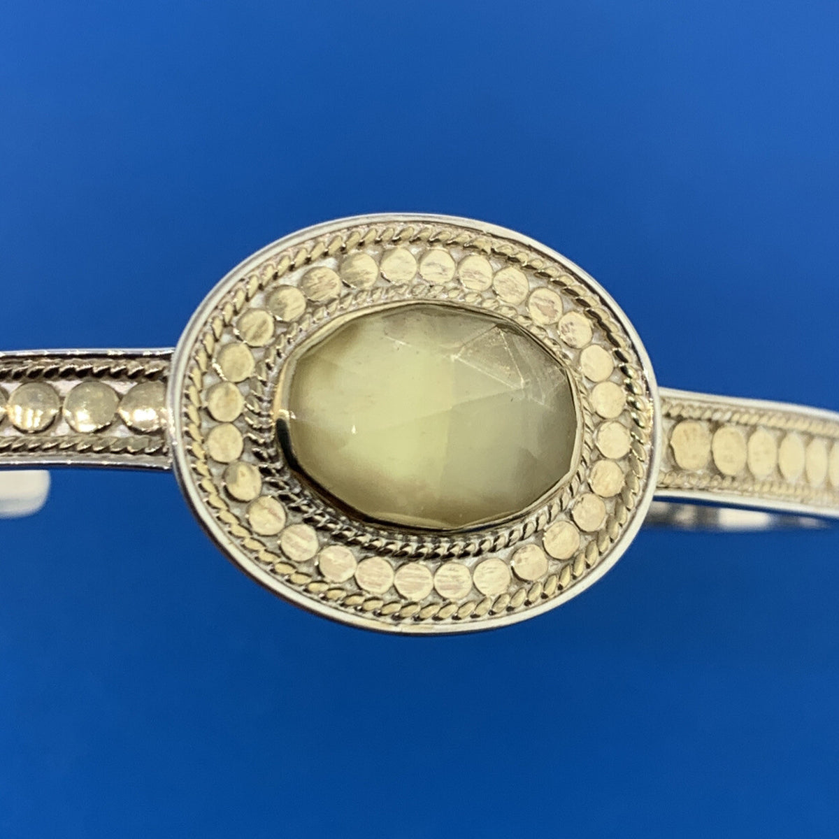 Designer Anna Beck 925 Sterling Silver Lemon Quartz Doublet Open Cuff Bracelet