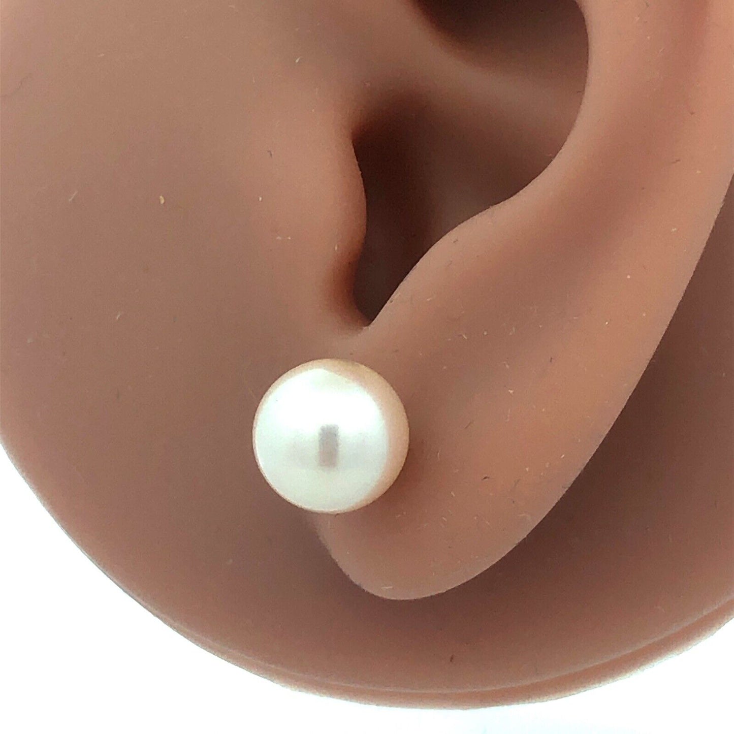 Designer 14K Yellow Gold Round Pearl Solitaire 8.5mm Stud Earrings