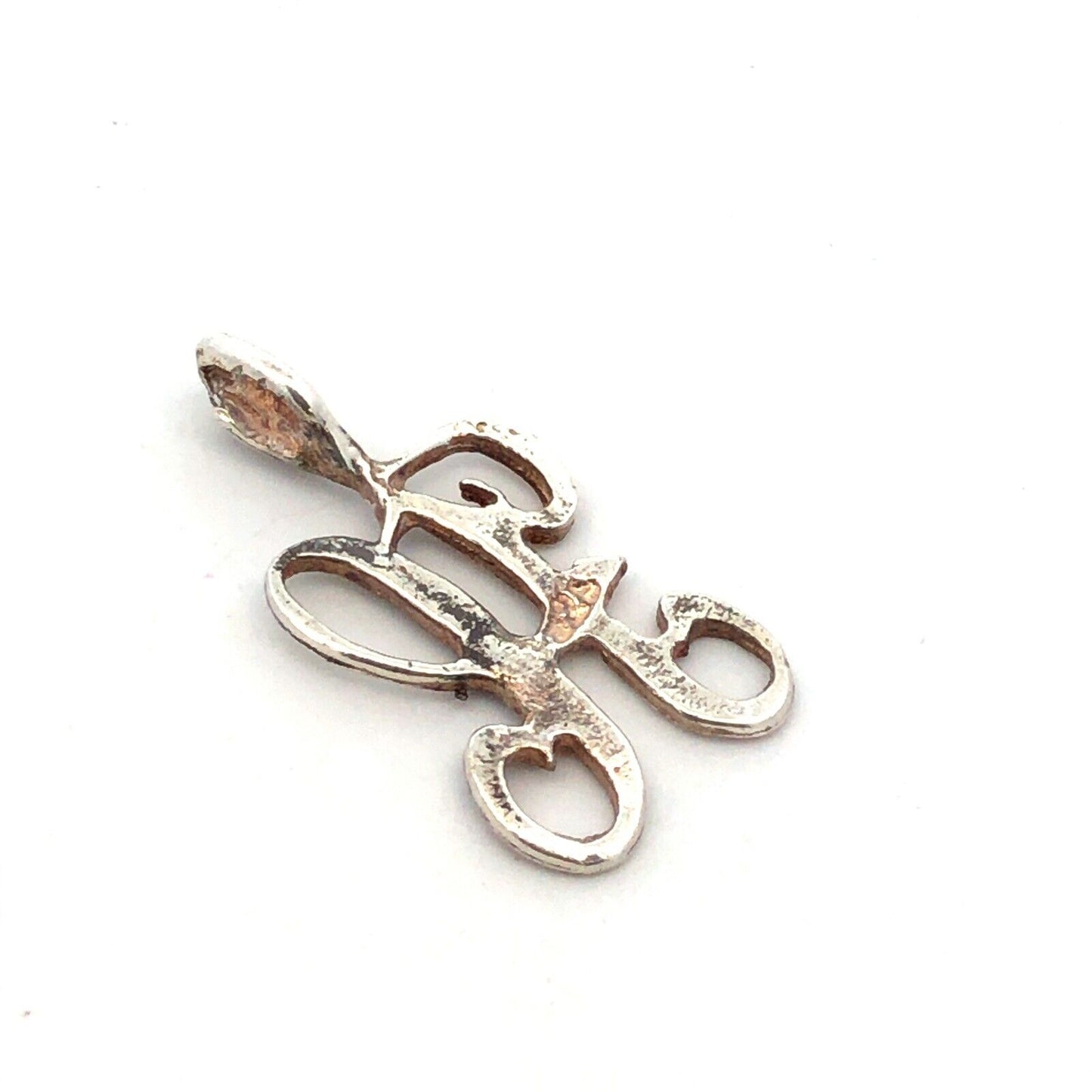 925 Sterling Silver Script Initial Letter H Monogram Charm Pendant