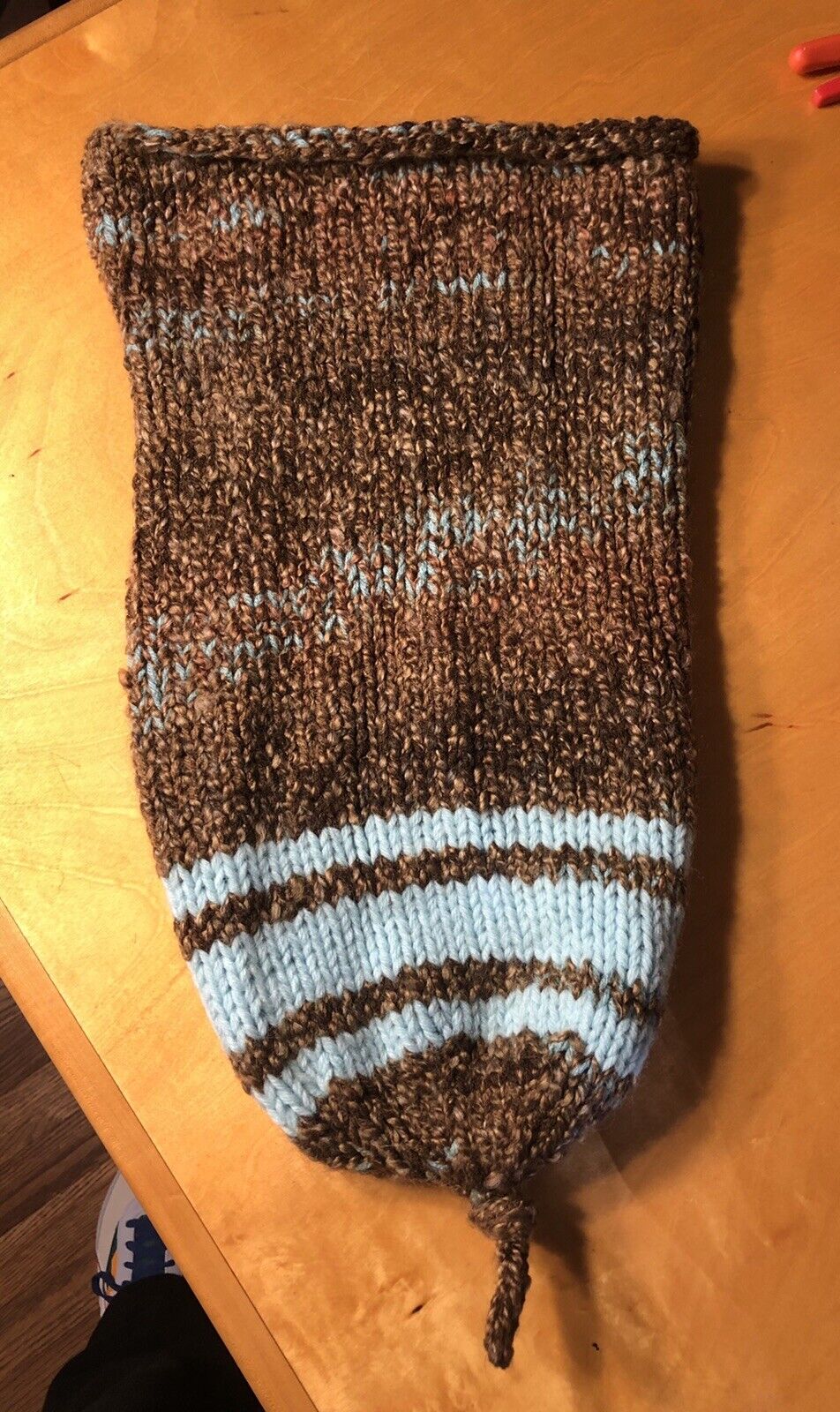 Hand Crocheted Knitted Blue Brown Newborn Baby's Two Piece Pod Hat Photography