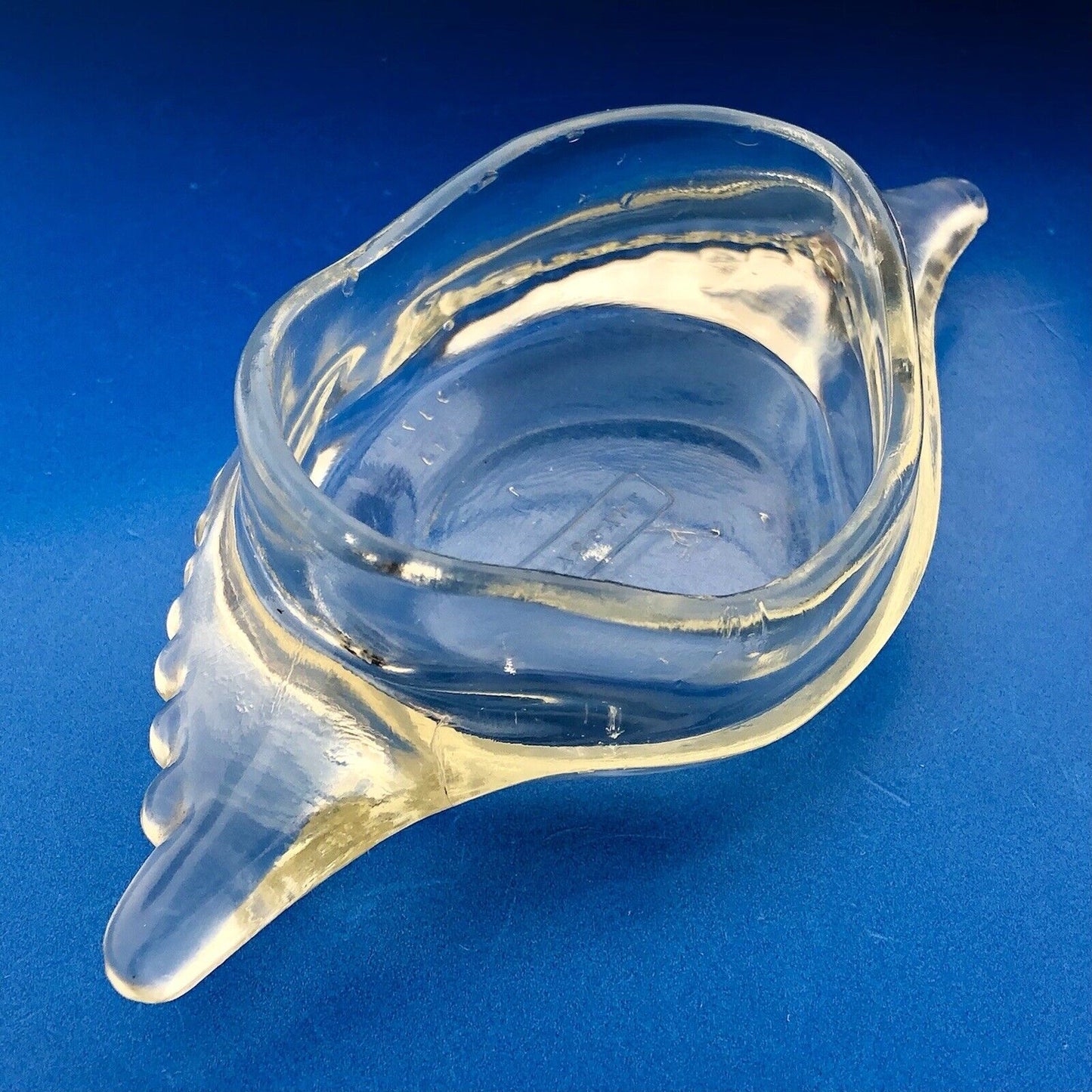 Mid Century Glass Bake Patent 124842 Clear Glass Stuffed Crab Mold Dish