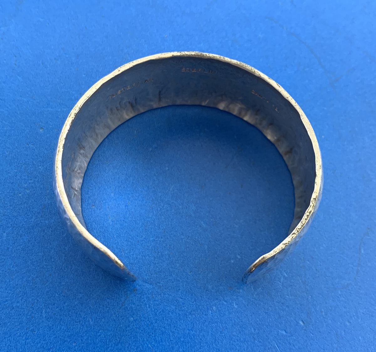 Gusterman Silversmiths Santa Fe 925 Sterling Silver Hammered Cuff Bracelet