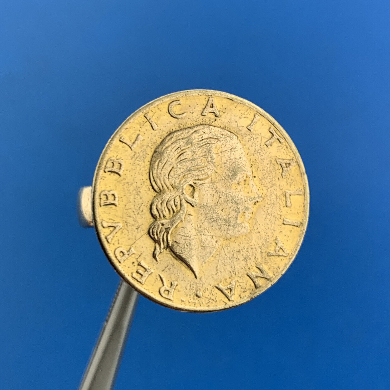 Vermeil Sterling Silver 925 1979 Lire Repvbblica Italiana Coin Ring Size 9.75