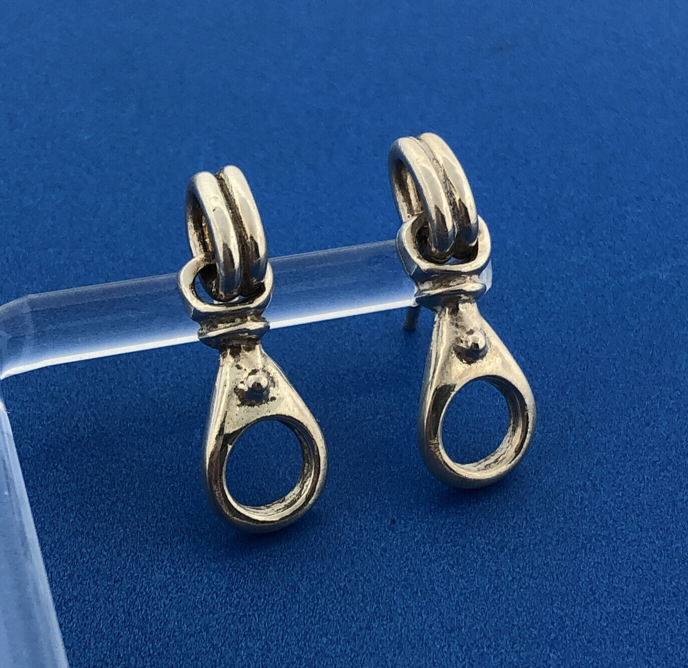 Equestrian 925 Sterling Silver Saddle Stirrups Drop Dangle Earrings