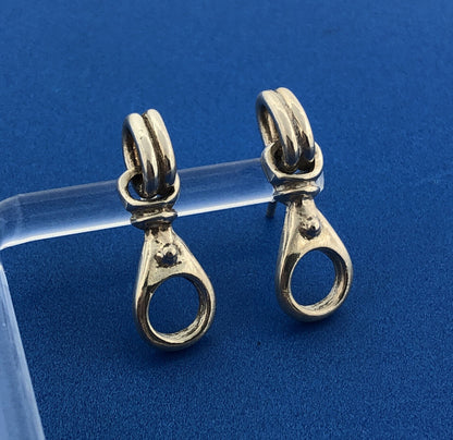 Equestrian 925 Sterling Silver Saddle Stirrups Drop Dangle Earrings