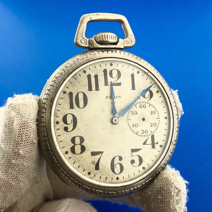 1919 Elgin Base Metal Open Face Grade 312 15j Model 6 Pocket Watch Not Running