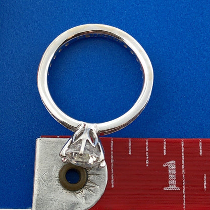 Designer SW 14K White Gold Cubic Zirconia CZ Solitaire Accents Eternal Love Ring