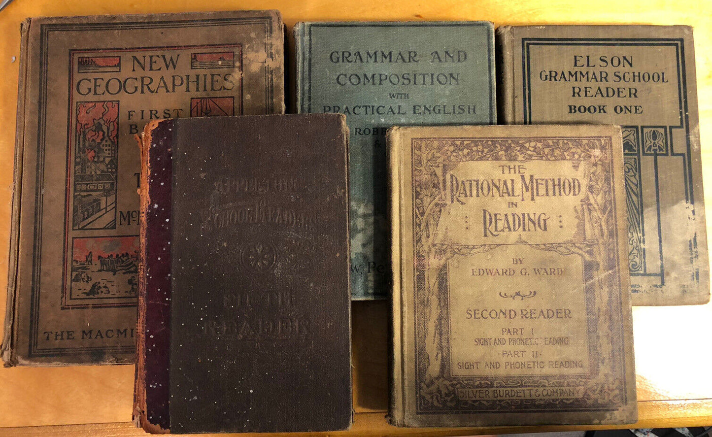1881-1912 Lot Of Five Antique Classroom Instructional Hard Bound Books