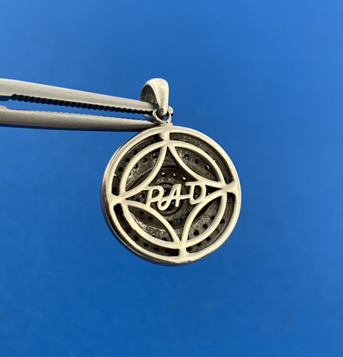 Designer 925 Sterling Silver Blue Sapphire Diamond All Seeing Evil Eye Pendant