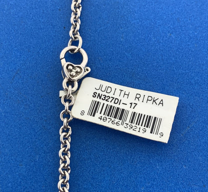 Judith Ripka JR 18K Gold Sterling Diamond Lenox Collection Enhancer w/Chain NWT