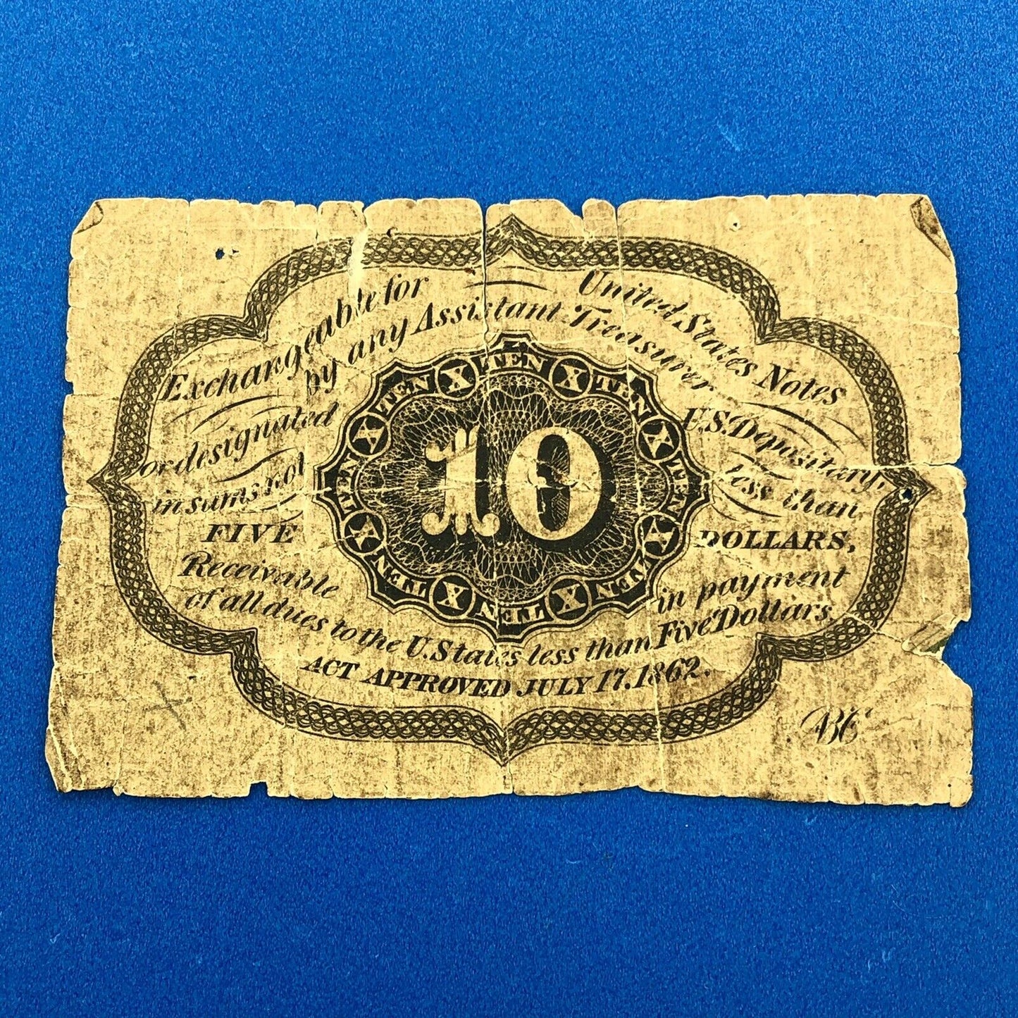 1862 1st Issue 10 Cents Postage Fractional Currency Civil War Note Fr. 1240