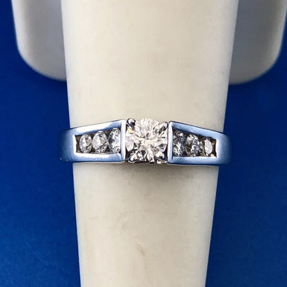 Estate Magic Glo 14K White Gold Diamond Solitaire w/Accents Engagement Ring