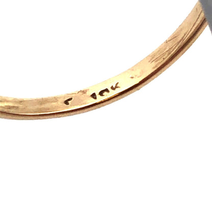Estate 10K Yellow Gold Oval White Opal October Birthstone Anniversary Ring