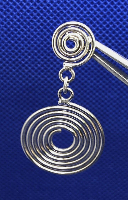 Designer Sterling Silver 925 Crop Circle Dangle Drop Stud Earrings