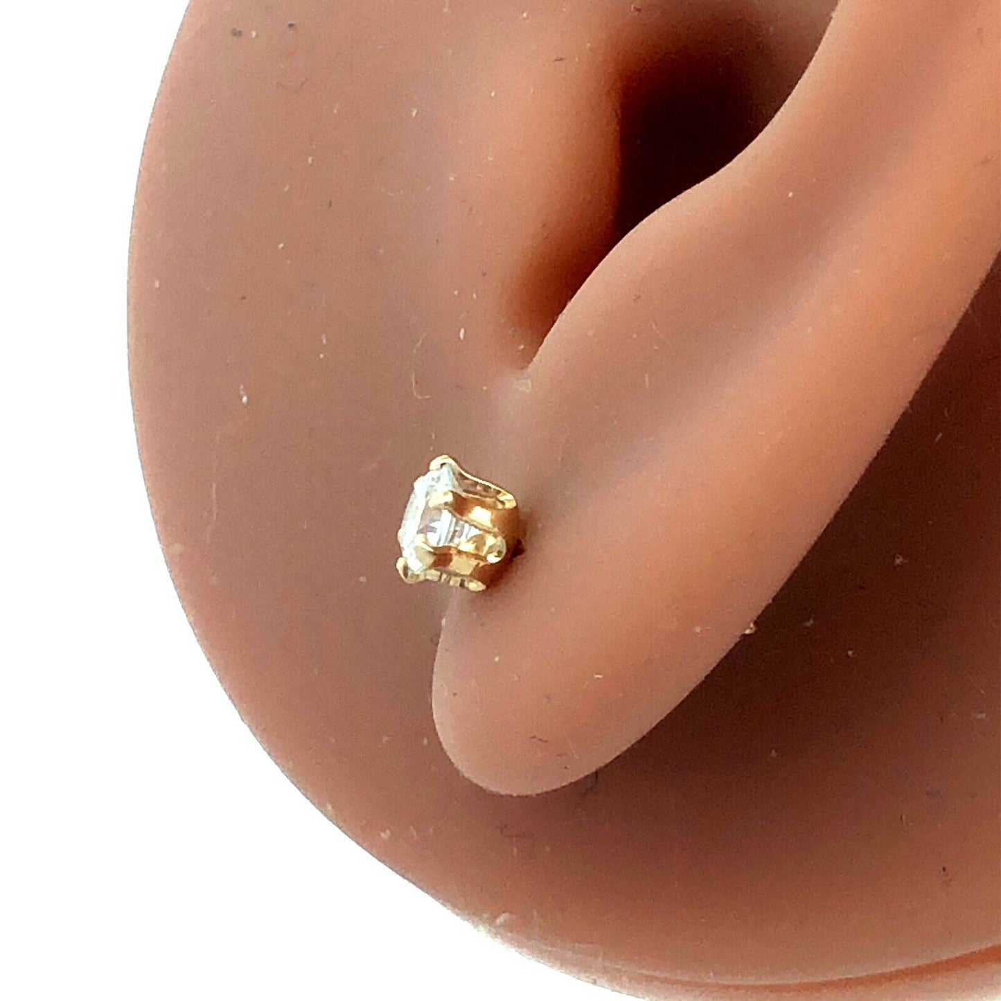 Designer DDC 14K Yellow Gold Round Cubic Zirconia CZ Solitaire Stud Earrings