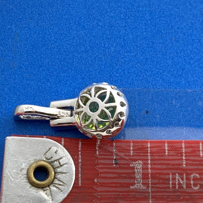 Designer 14K White Gold Peridot Diamond Accented Drop Dangle Pendant