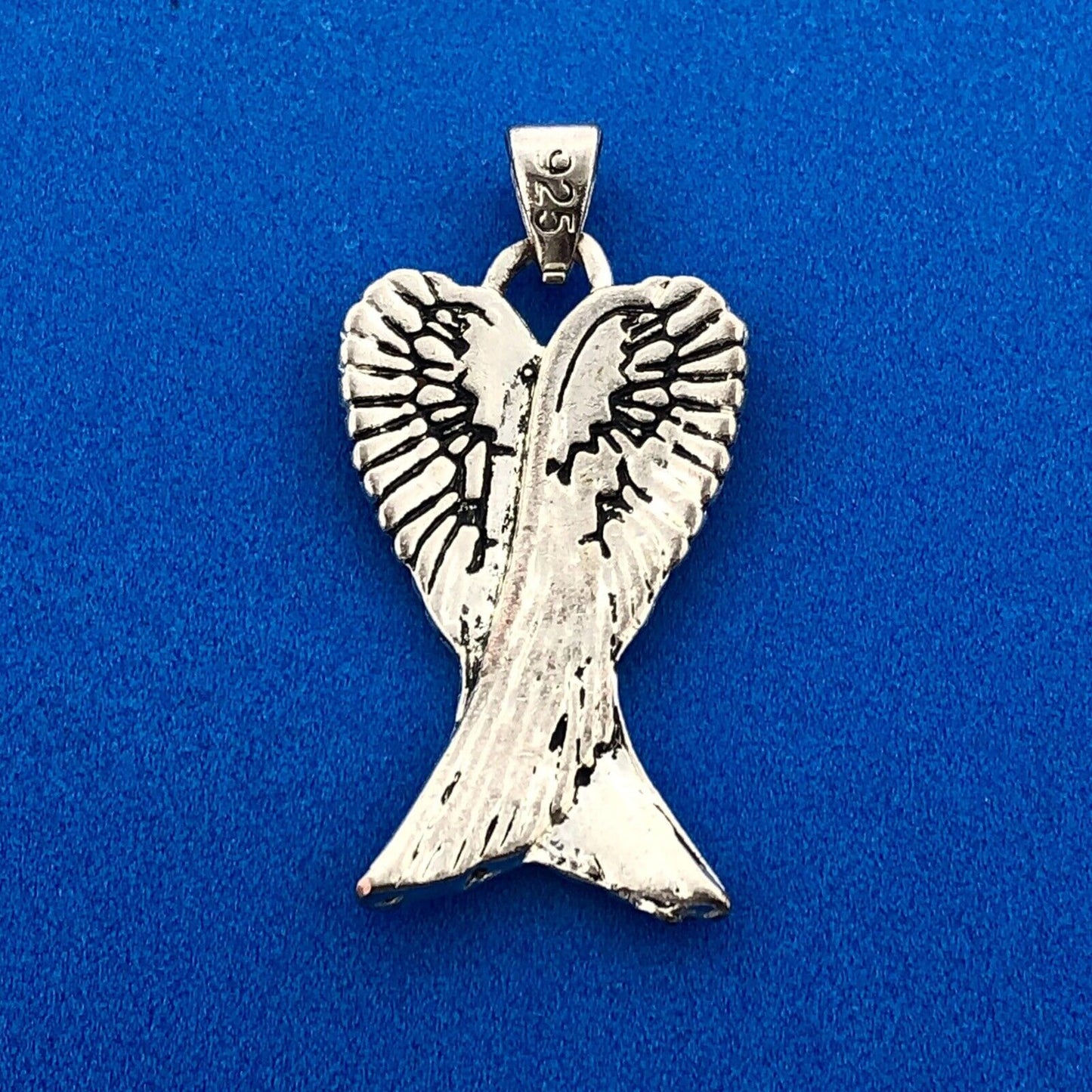 Retro Sterling Silver 925 Angel Wings Guardian Protector Charm Pendant