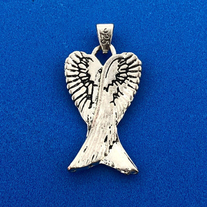 Retro Sterling Silver 925 Angel Wings Guardian Protector Charm Pendant