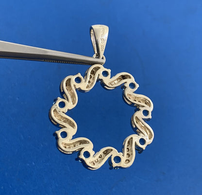 Designer 925 Sterling Silver Round Blue Topaz Circle Wreath Pendant