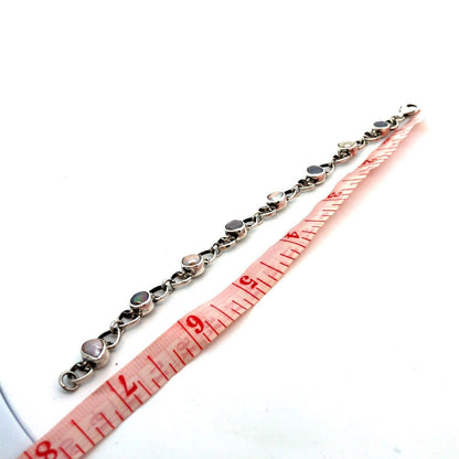 Vintage 925 Sterling Silver Pearl Tahitian Pearl Tennis Bracelet