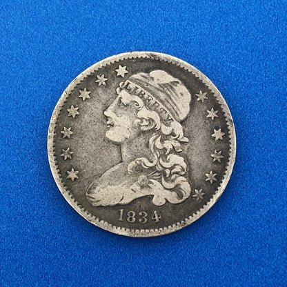 1834 Capped Bust Quarter Dollar Type Two 25 Cents Early American Coinage Nice