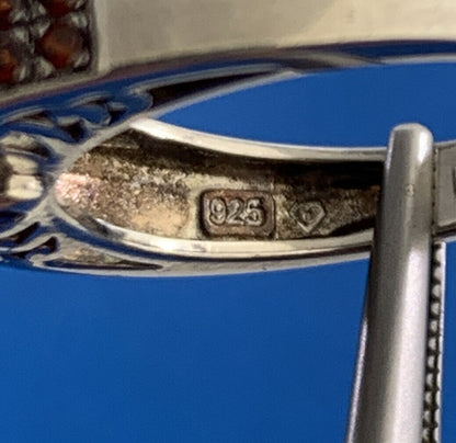 Designer 925 Sterling Silver Oval Quartz Garnet Accented Cocktail Ring