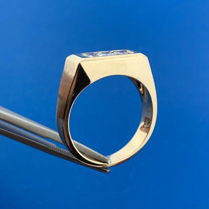 Gorgeous 14k Yellow Gold Radiant Cut Diamond Triple Set Channel Ring Size 9.5