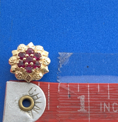 Designer 14K Yellow Gold Round Ruby Slide Bracelet Charm
