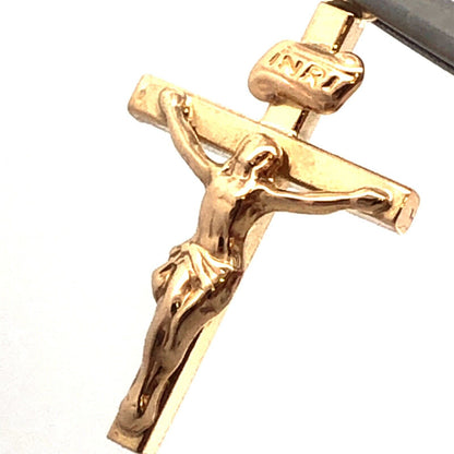 Designer Italy 14K Yellow Gold Polished Jesus Crucifix Cross Charm Pendant