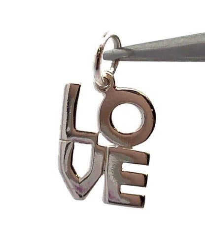 Designer LA TH 925 Sterling Silver Block Letters LOVE Word Charm Pendant