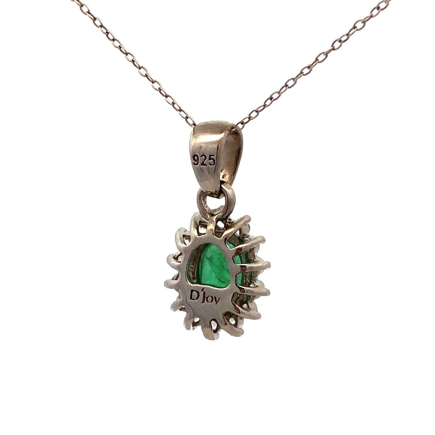 Designer DJoy 925 Sterling Silver Oval Zambian Emerald Topaz Pendant Necklace