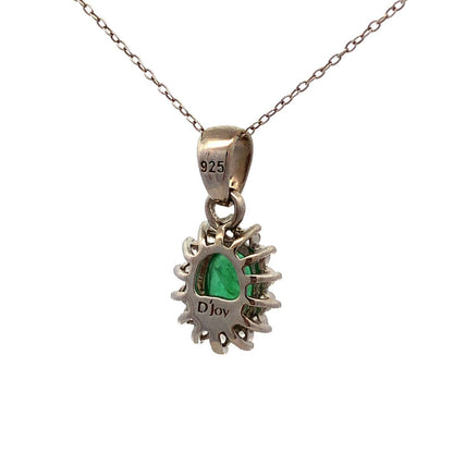Designer DJoy 925 Sterling Silver Oval Zambian Emerald Topaz Pendant Necklace