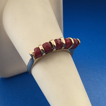 Designer Turkey Sterling Silver 925 Gold Vermeil Ruby Bead July Occasion Ring