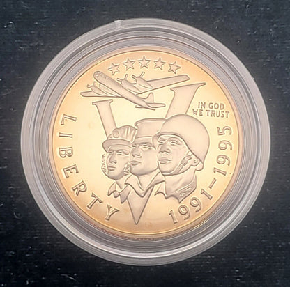1991-1995 WWII 50th Anniversary Two Coin .900 Silver Proof Commemorative Set