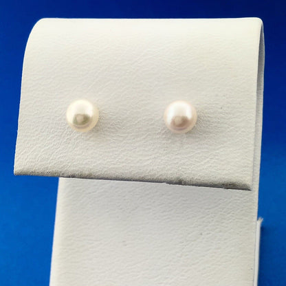 Estate 10K Yellow Gold Pearl Starter Stud Earrings