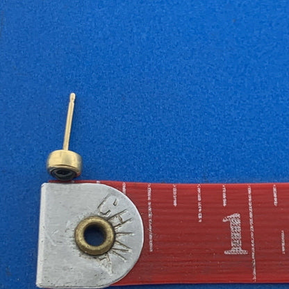 Vintage 18K Yellow Gold Green Glass Cabochon Petite Starter Stud Earrings