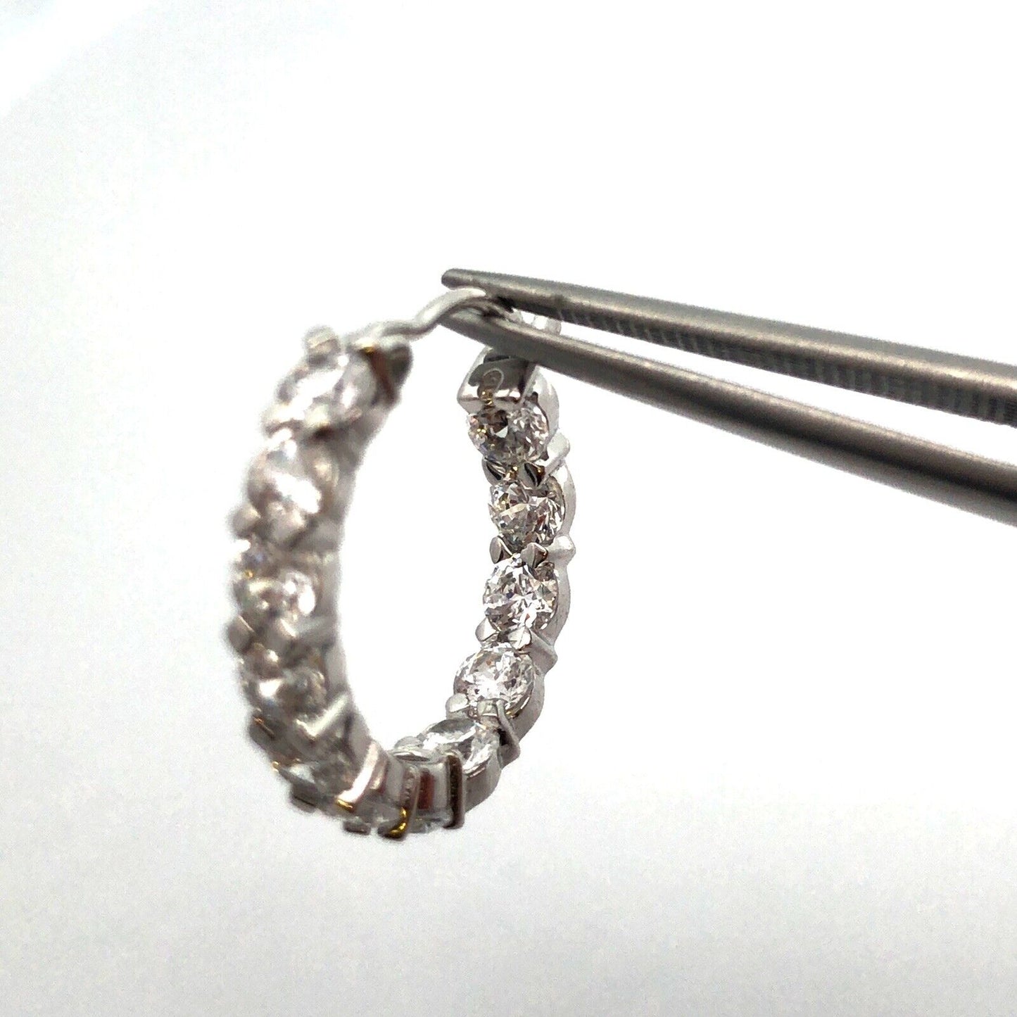 Designer 925 Sterling Silver Round Cubic Zirconia In Out Small Hoop Earrings