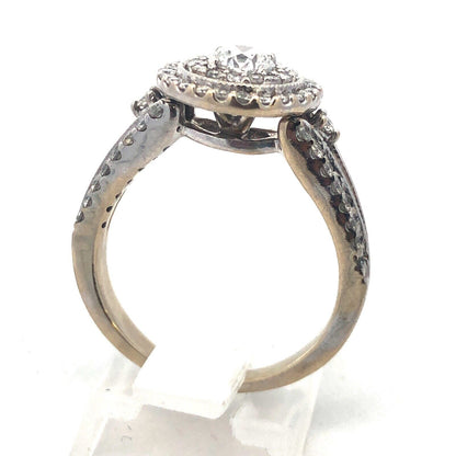14K White Gold Brilliant Round Diamond Double Halo Engagement Wedding Bridal Set