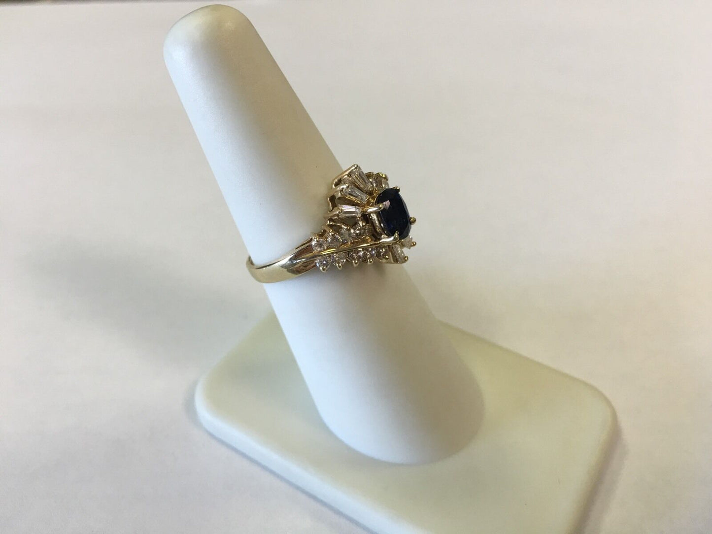14k Yellow Gold Oval Sapphire with Diamond Accents Cocktail Ring