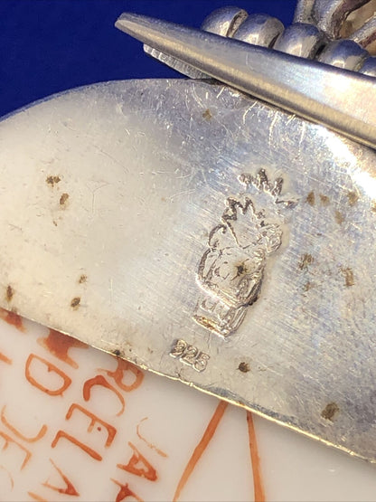 Designer Japanese 925 Sterling Silver Round Porcelain Hand Painted Pendant