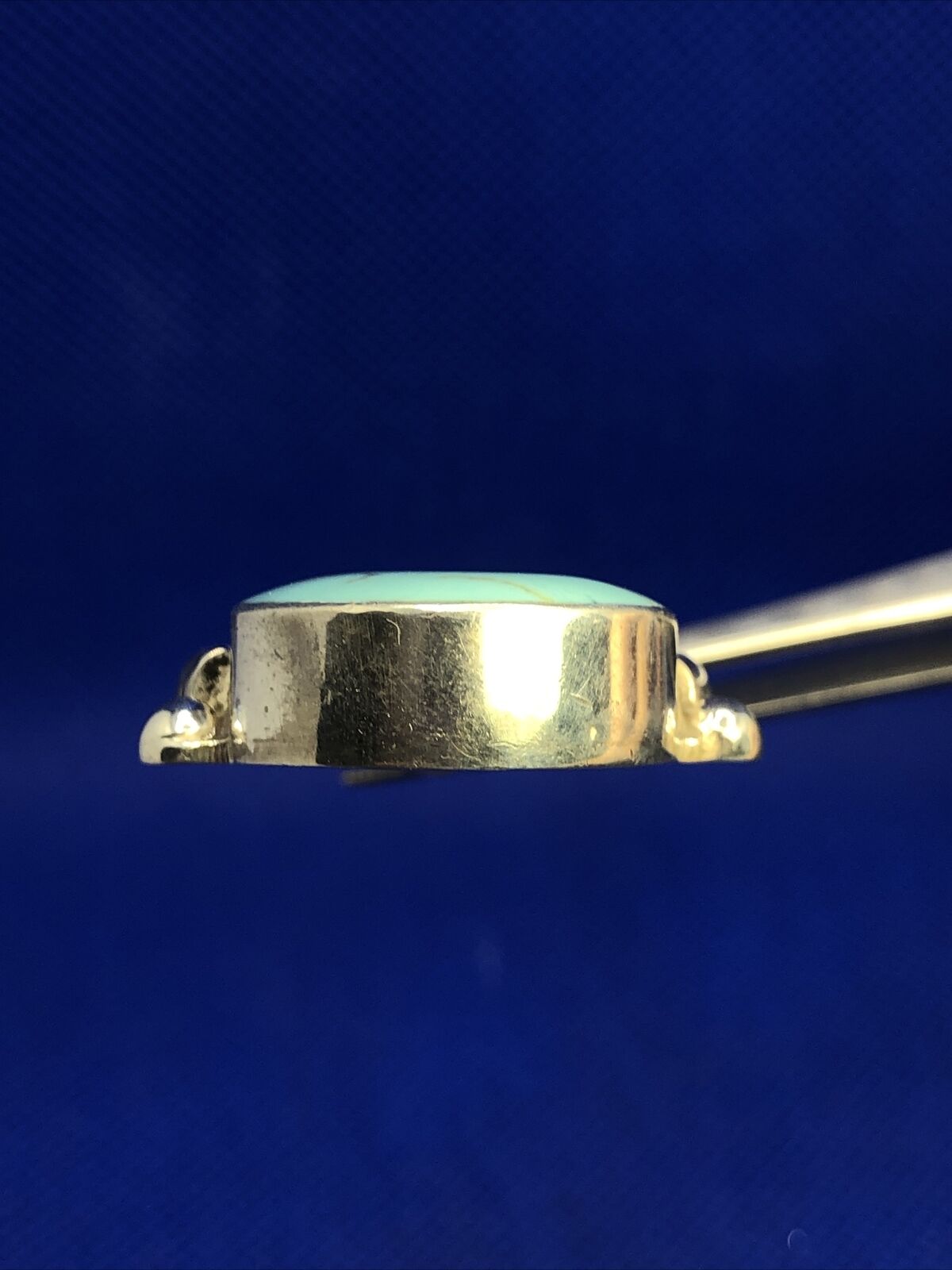 Designer 925 Sterling Silver Turquoise Cabochon Modernist Statement Pendant