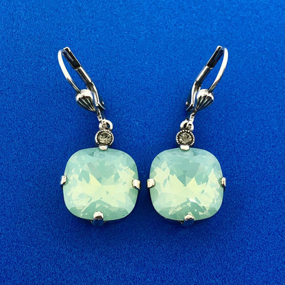 Lovely Sterling Silver 925 Aurora Borealis Coated Crystal CZ Leverback Earrings