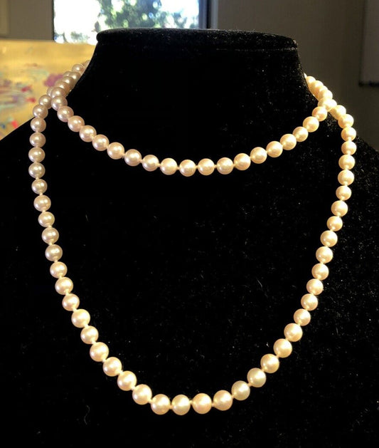 Estate 14KT Yellow Gold White Pearl June Anniversary Wedding Necklace