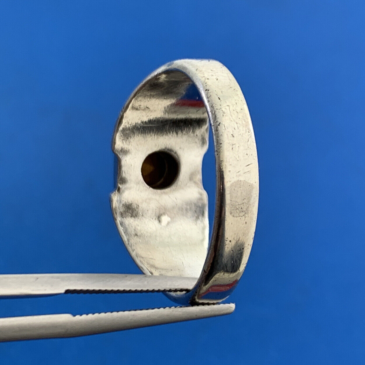 Vintage 925 Sterling Silver Round Cubic Zirconia Unisex Textured Cocktail Ring